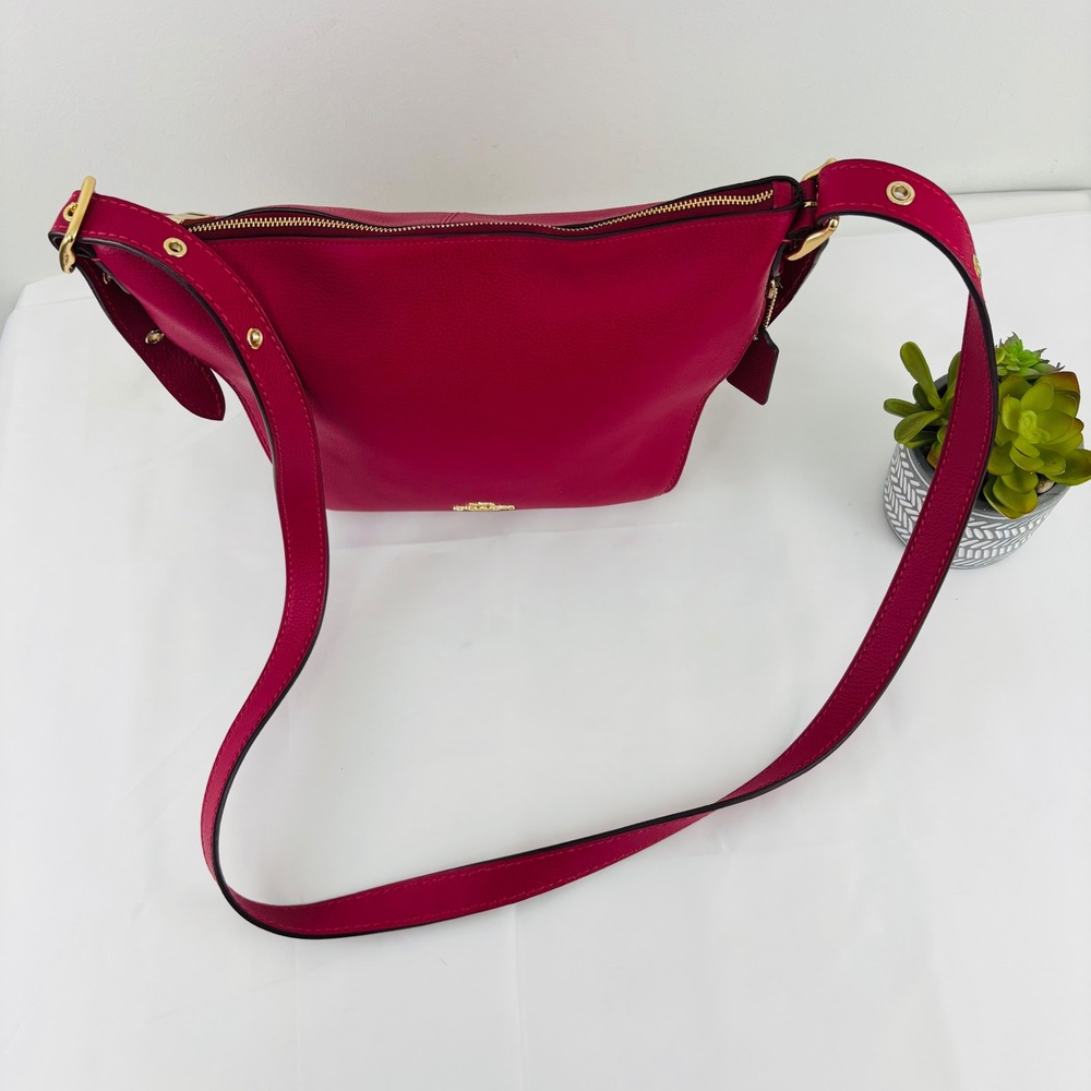 Coach Crossbody Dufflette Rare Fuchsia Pink Pebbled Leather Bag 21377 - Picture 8 of 13